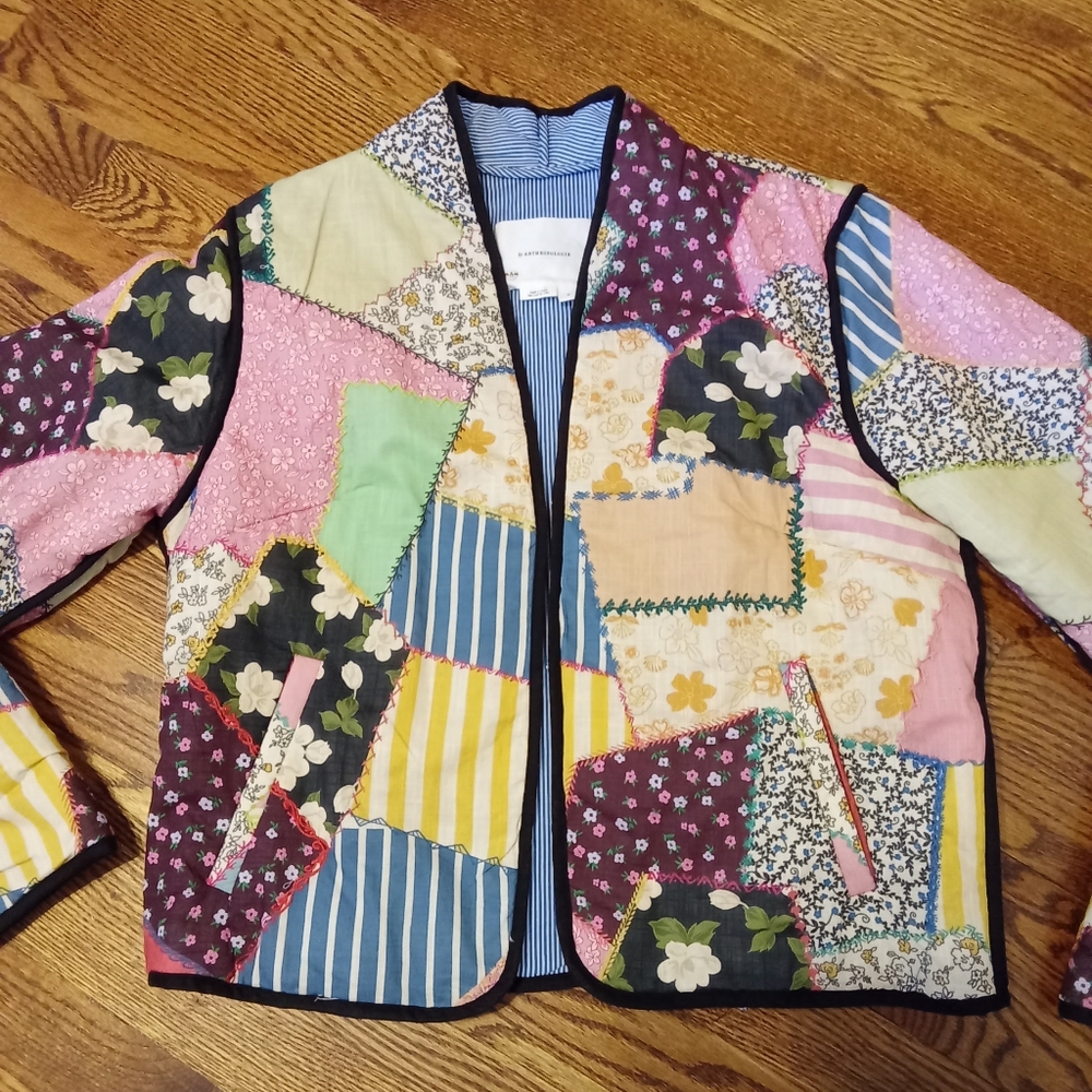 Anthropologie Multicolor Patchwork Blazer